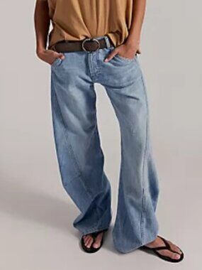 NWT! Free People We The Free Highland Low-Rise Twisted Bowed Jeans Sz 29 ArtScho